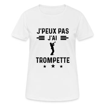 j'peux pas j'ai trompette trompettiste - T-shirt respirant Femme - blanc - Devant - AI Model Female 172 dark (172cm)