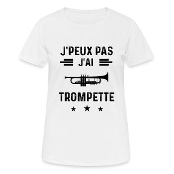 j'peux pas j'ai trompette instrument trompettiste - T-shirt respirant Femme - blanc - Devant - AI Model Female 172 dark (172cm)
