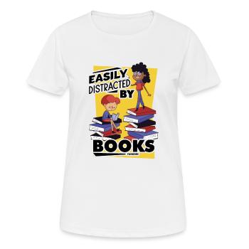 Facilement distrait par les livres - T-shirt respirant Femme - blanc - Devant - AI Model Female 172 dark (172cm)