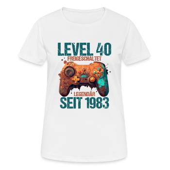 1983 Level 40 Jahre Gaming 40er 40 Geburtstag - Frauen T-Shirt atmungsaktiv - Weiß - Vorne - AI Model Female 172 dark (172cm)