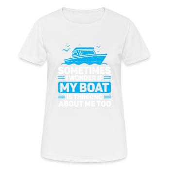 Pontoon Captain Bateau cadeau - T-shirt respirant Femme - blanc - Devant - AI Model Female 172 dark (172cm)