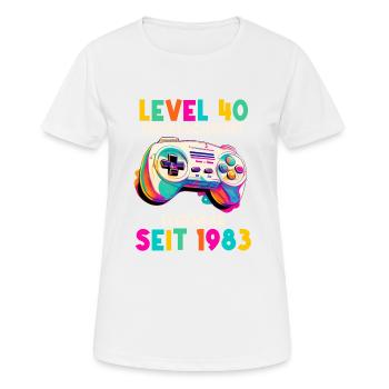 1983 Level 40 Jahre Gaming 40er 40 Geburtstag - Frauen T-Shirt atmungsaktiv - Weiß - Vorne - AI Model Female 172 dark (172cm)