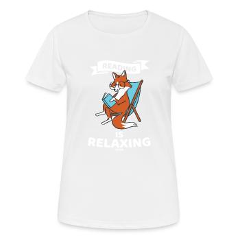 Buch lesen Fuchs im Liegestuhl - Frauen T-Shirt atmungsaktiv - Weiß - Vorne - AI Model Female 172 dark (172cm)