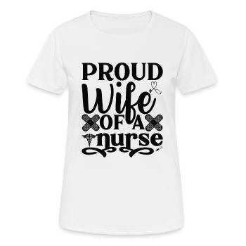 Ehefrau einer Krankenschwester - Frauen T-Shirt atmungsaktiv - Weiß - Vorne - AI Model Female 172 dark (172cm)