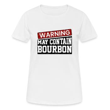 Warnung kann Bourbon enthalten - Frauen T-Shirt atmungsaktiv - Weiß - Vorne - AI Model Female 172 dark (172cm)