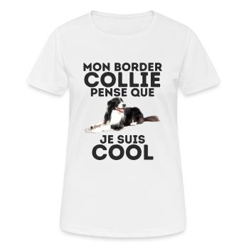 border collie 6 - T-shirt respirant Femme - blanc - Devant - AI Model Female 172 dark (172cm)