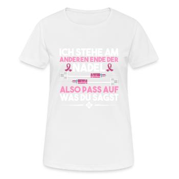 Ich Stehe Am Anderen Ende Der Nadel - Frauen T-Shirt atmungsaktiv - Weiß - Vorne - AI Model Female 172 dark (172cm)