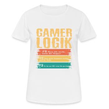 Gamer Logik Gaming Video Games Streamer Motive - Frauen T-Shirt atmungsaktiv - Weiß - Vorne - AI Model Female 172 dark (172cm)