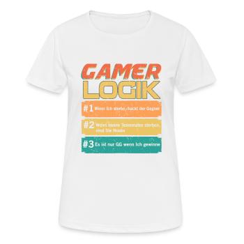 Gamer Logik Gaming Video Games Streamer Motive - Frauen T-Shirt atmungsaktiv - Weiß - Vorne - AI Model Female 172 dark (172cm)