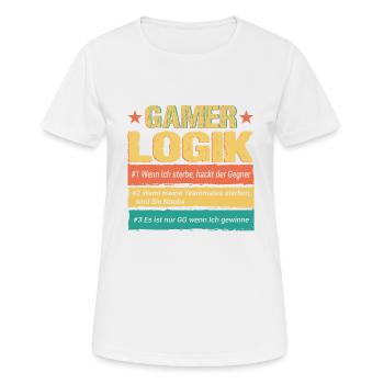 Gamer Logik Lustige Zocken Gaming Motive Streamer - Frauen T-Shirt atmungsaktiv - Weiß - Vorne - AI Model Female 172 dark (172cm)