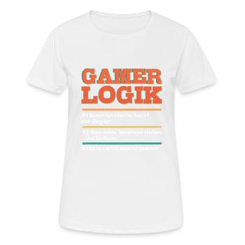 Gamer Logik Gaming Video Games Streamer Motive - Frauen T-Shirt atmungsaktiv - Weiß - Vorne - AI Model Female 172 dark (172cm)