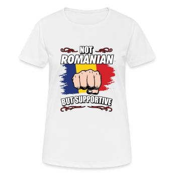 Not Romanian But Supportive Travel Tourist - Frauen T-Shirt atmungsaktiv - Weiß - Vorne - AI Model Female 172 dark (172cm)