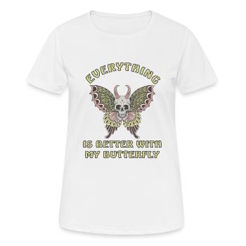 Totenkopf Falter Schmetterling des Todes - Frauen T-Shirt atmungsaktiv - Weiß - Vorne - AI Model Female 172 dark (172cm)