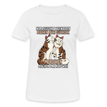 Norwegische Waldkatzen - Frauen T-Shirt atmungsaktiv - Weiß - Vorne - AI Model Female 172 dark (172cm)
