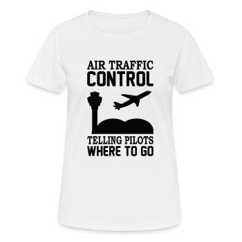 Fluglotse Luftverkehr Towerlotse Flugbegleiter - Frauen T-Shirt atmungsaktiv - Weiß - Vorne - AI Model Female 172 dark (172cm)