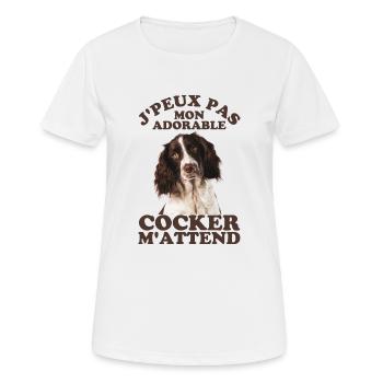 Mon adorable chien cocker - T-shirt respirant Femme - blanc - Devant - AI Model Female 172 dark (172cm)