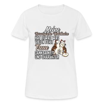 Norwegische Waldkatze - Frauen T-Shirt atmungsaktiv - Weiß - Vorne - AI Model Female 172 dark (172cm)