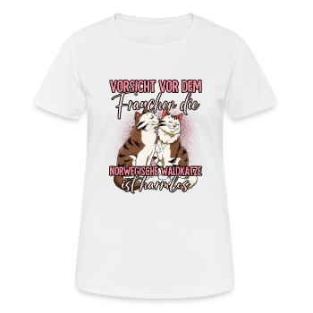 Norwegische Waldkatzen - Frauen T-Shirt atmungsaktiv - Weiß - Vorne - AI Model Female 172 dark (172cm)