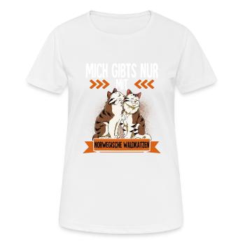 Norwegische Waldkatze - Frauen T-Shirt atmungsaktiv - Weiß - Vorne - AI Model Female 172 dark (172cm)