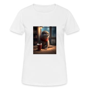 Otter Lovers Nerd Otter Drinking Coffee - Women's Breathable T-Shirt - white - Front - AI Model Female 172 dark (172cm)