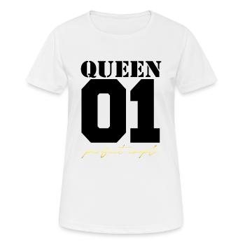 King and Queen Queen couple black and gold - Women's Breathable T-Shirt - white - Front - AI Model Female 172 dark (172cm)