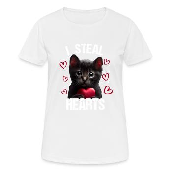 I steal hearts Katze - Frauen T-Shirt atmungsaktiv - Weiß - Vorne - AI Model Female 172 dark (172cm)