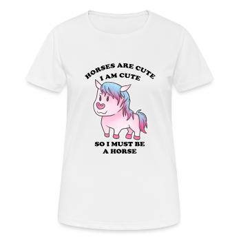 Pferde sind niedlich ich bin niedlich also bin ich - Frauen T-Shirt atmungsaktiv - Weiß - Vorne - AI Model Female 172 dark (172cm)