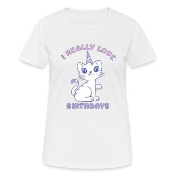 Cat's birthday Cat lady Cat mom - Women's Breathable T-Shirt - white - Front - AI Model Female 172 dark (172cm)