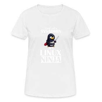 Linux Ninja I'm not a SysAdmin Tux Ninja Wizzard - Frauen T-Shirt atmungsaktiv - Weiß - Vorne - AI Model Female 172 dark (172cm)