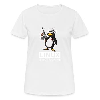 Linux is Not A Crime Linux Tux Penguin - Frauen T-Shirt atmungsaktiv - Weiß - Vorne - AI Model Female 172 dark (172cm)