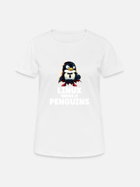 Linux Powered By Penguins - Frauen T-Shirt atmungsaktiv - Weiß