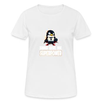 Linux Sudo Superpower Tux Superhero Penguin - Frauen T-Shirt atmungsaktiv - Weiß - Vorne - AI Model Female 172 dark (172cm)