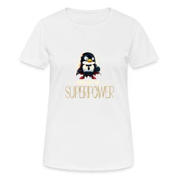 Linux Tux with Sudo Superpower Super-Penguin - Frauen T-Shirt atmungsaktiv - Weiß - Vorne - AI Model Female 172 dark (172cm)