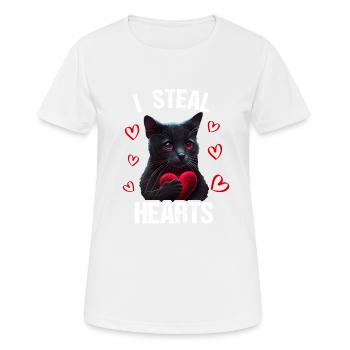 I steal hearts Katze - Frauen T-Shirt atmungsaktiv - Weiß - Vorne - AI Model Female 172 dark (172cm)