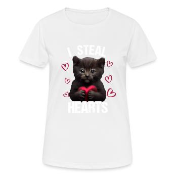 I steal hearts Katze - Frauen T-Shirt atmungsaktiv - Weiß - Vorne - AI Model Female 172 dark (172cm)