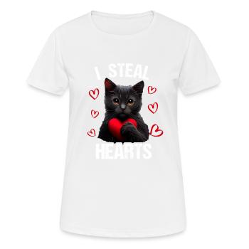 I steal hearts Katze - Frauen T-Shirt atmungsaktiv - Weiß - Vorne - AI Model Female 172 dark (172cm)