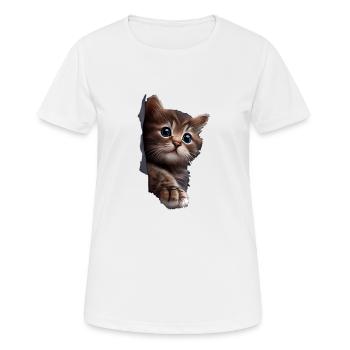 Cat Cute Kitten Cracked Cat Lovers Cats - Women's Breathable T-Shirt - white - Front - AI Model Female 172 dark (172cm)