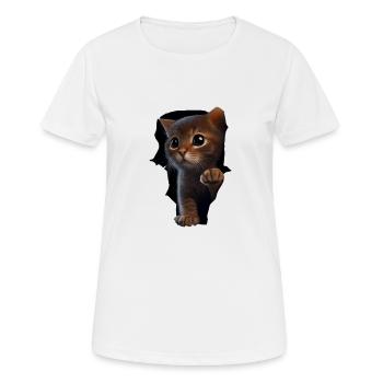 Cat Cute Kitten Cracked Cat Lovers Cats - Women's Breathable T-Shirt - white - Front - AI Model Female 172 dark (172cm)