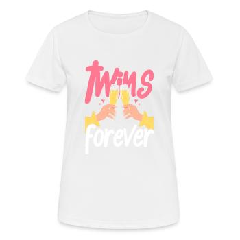 Zwillings Geschwister Party mit Sektglas - Frauen T-Shirt atmungsaktiv - Weiß - Vorne - AI Model Female 172 dark (172cm)
