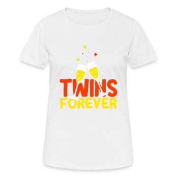 Zwillings Geschwister Party mit Sektglas - Frauen T-Shirt atmungsaktiv - Weiß - Vorne - AI Model Female 172 dark (172cm)