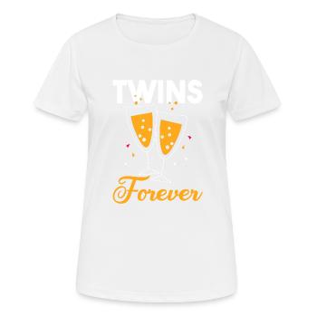Zwillings Geschwister Party mit Sektglas - Frauen T-Shirt atmungsaktiv - Weiß - Vorne - AI Model Female 172 dark (172cm)