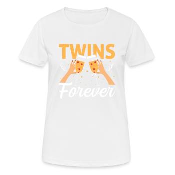 Zwillings Geschwister Party mit Sektglas - Frauen T-Shirt atmungsaktiv - Weiß - Vorne - AI Model Female 172 dark (172cm)