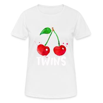 Sour cherries twin siblings design - T-shirt respirant Femme - blanc - Devant - AI Model Female 172 dark (172cm)