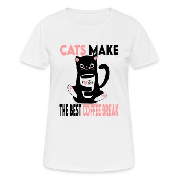 cats make the best coffee break - T-shirt respirant Femme - blanc - Devant - AI Model Female 172 dark (172cm)