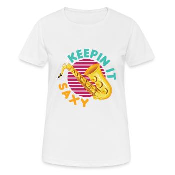 Keepin' It Saxy Funny For Saxophone Player - Frauen T-Shirt atmungsaktiv - Weiß - Vorne - AI Model Female 172 dark (172cm)