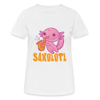 Saxolotl Funny Saxophone Player For Jazz Musician - Frauen T-Shirt atmungsaktiv - Weiß - Vorne - AI Model Female 172 dark (172cm)