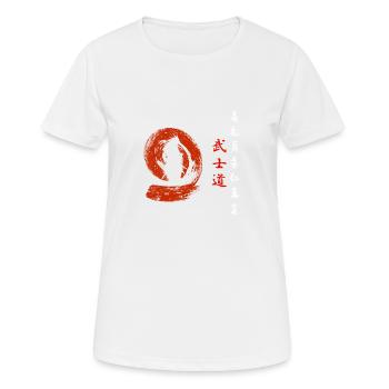 7 Tugenden eines Samurai Japanische Zeichen - Frauen T-Shirt atmungsaktiv - Weiß - Vorne - AI Model Female 172 dark (172cm)