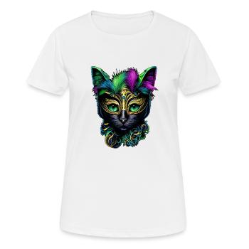 Mardi Gras Katze Narrenmaske Mardi Gras Katze - Frauen T-Shirt atmungsaktiv - Weiß - Vorne - AI Model Female 172 dark (172cm)