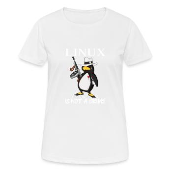 Linux is Not A Crime Tux Linux Penguin Gangster - Frauen T-Shirt atmungsaktiv - Weiß - Vorne - AI Model Female 172 dark (172cm)