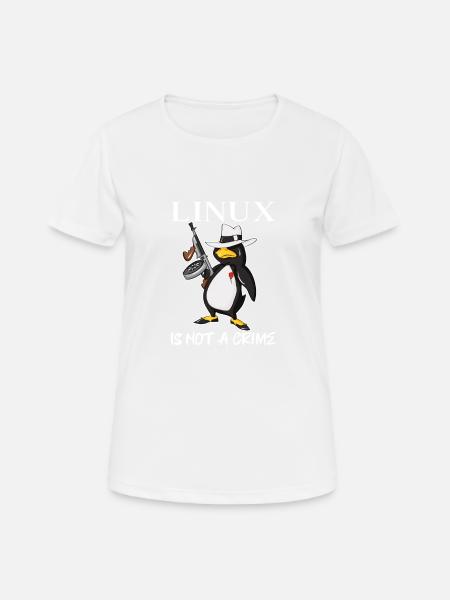 Linux is Not A Crime Tux Linux Penguin Gangster - Frauen T-Shirt atmungsaktiv - Weiß